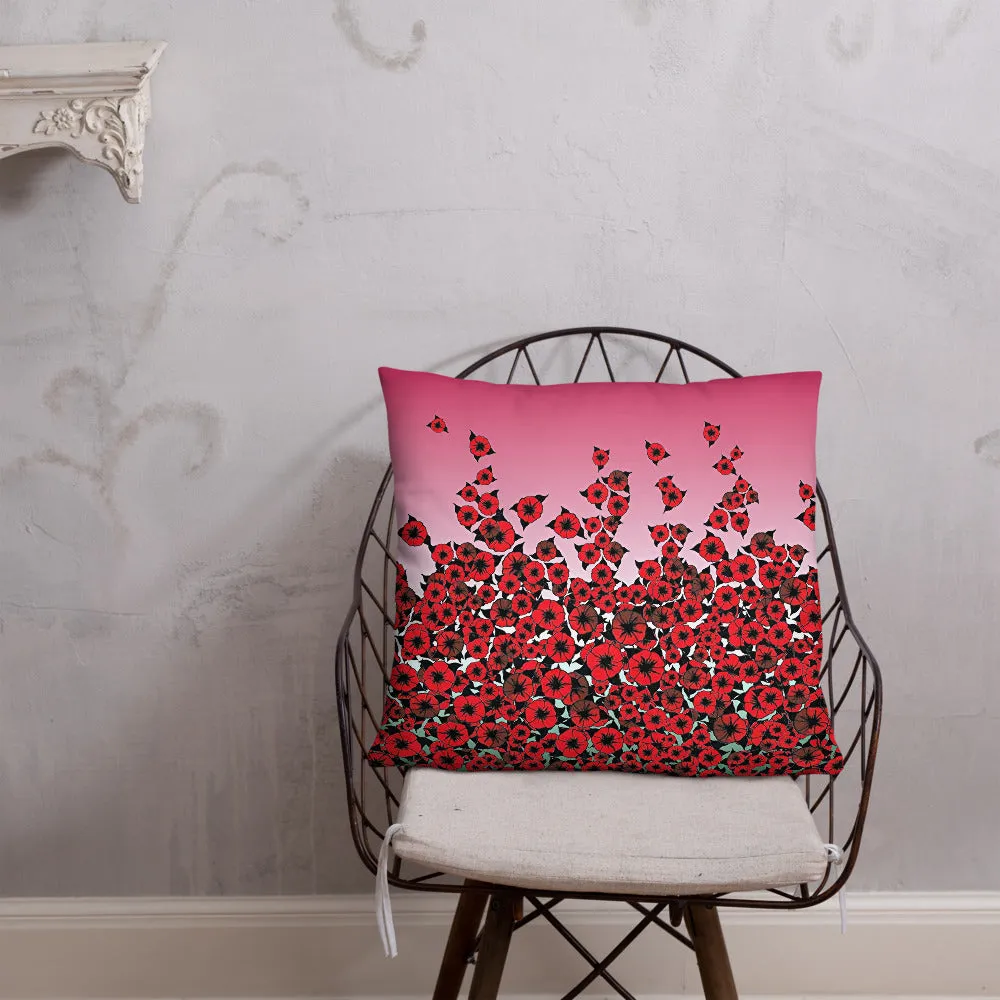 Red Bed of Roses designer Basic Pillow by John A. Conroy