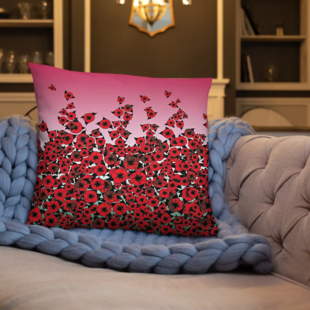 Red Bed of Roses designer Basic Pillow by John A. Conroy