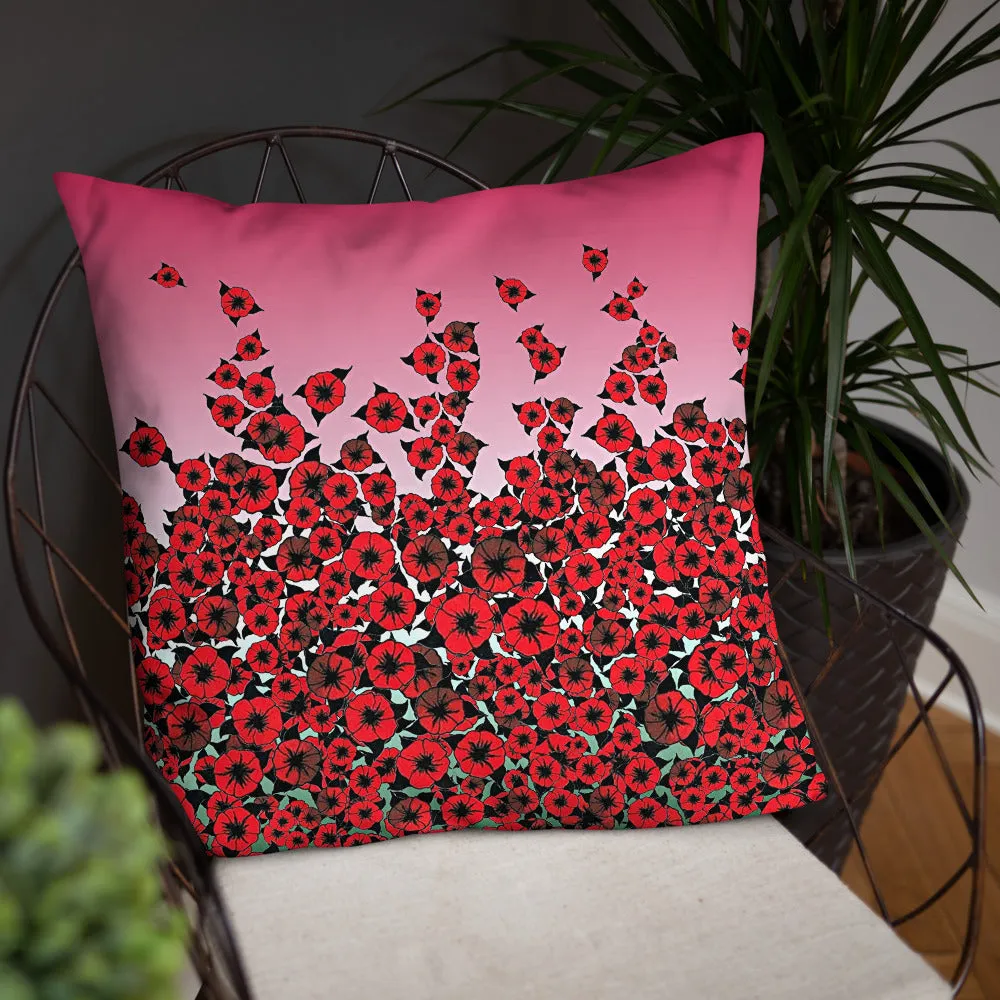 Red Bed of Roses designer Basic Pillow by John A. Conroy