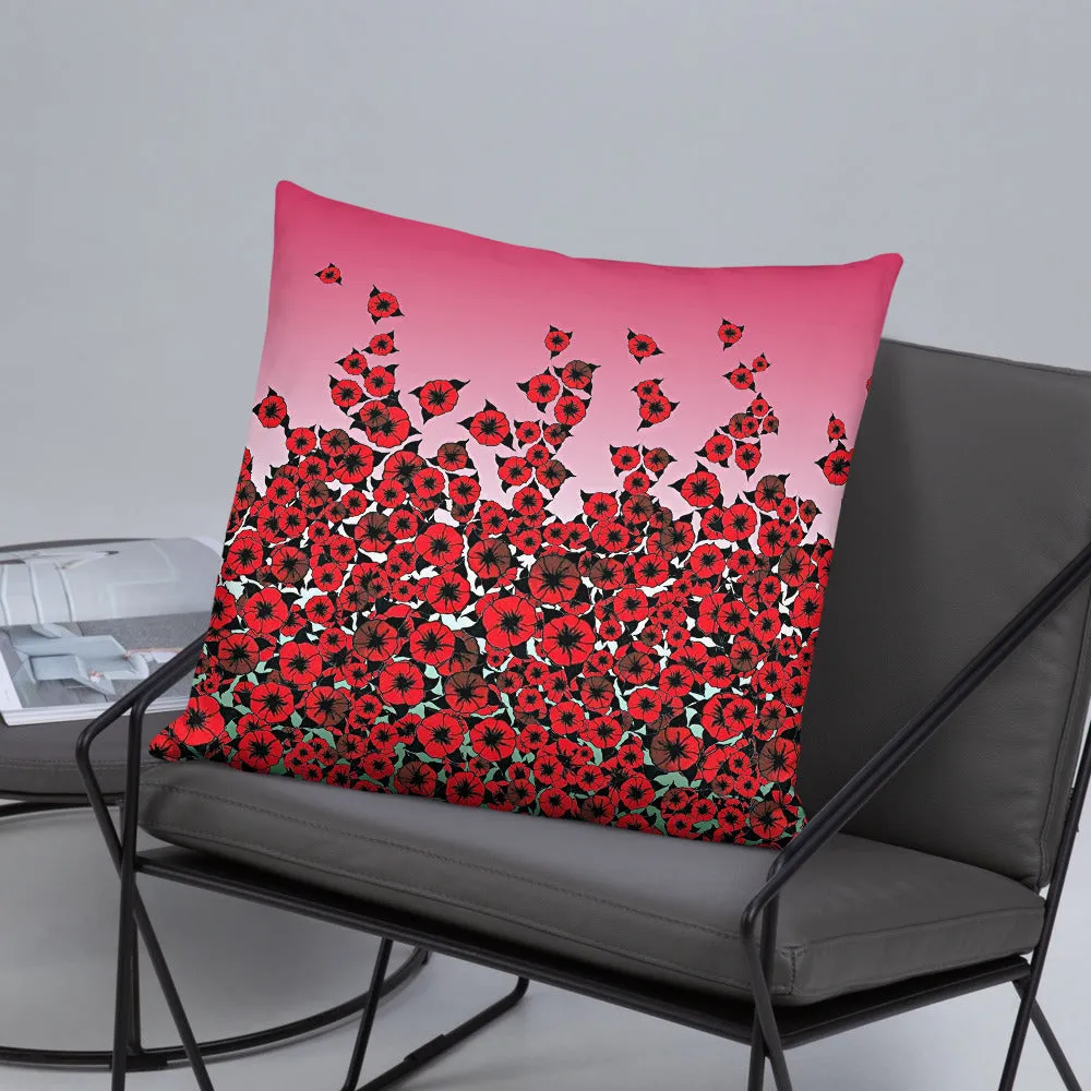 Red Bed of Roses designer Basic Pillow by John A. Conroy