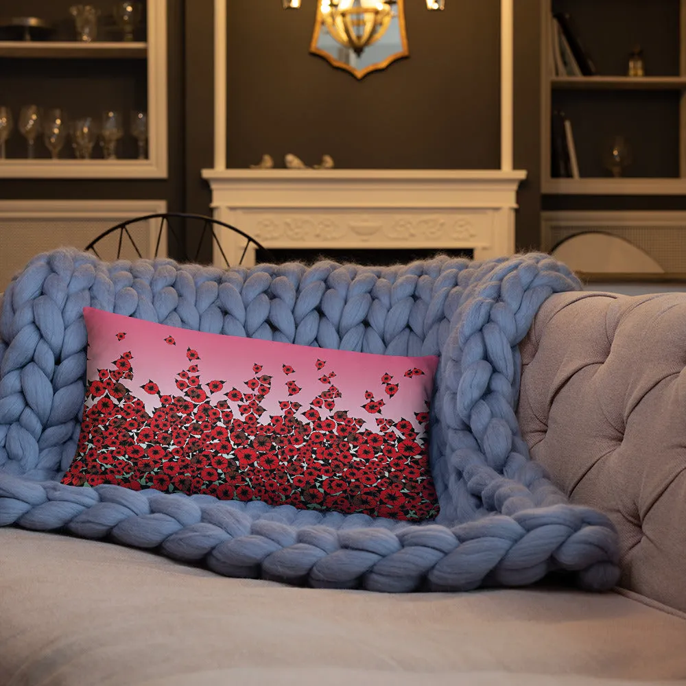 Red Bed of Roses designer Basic Pillow by John A. Conroy