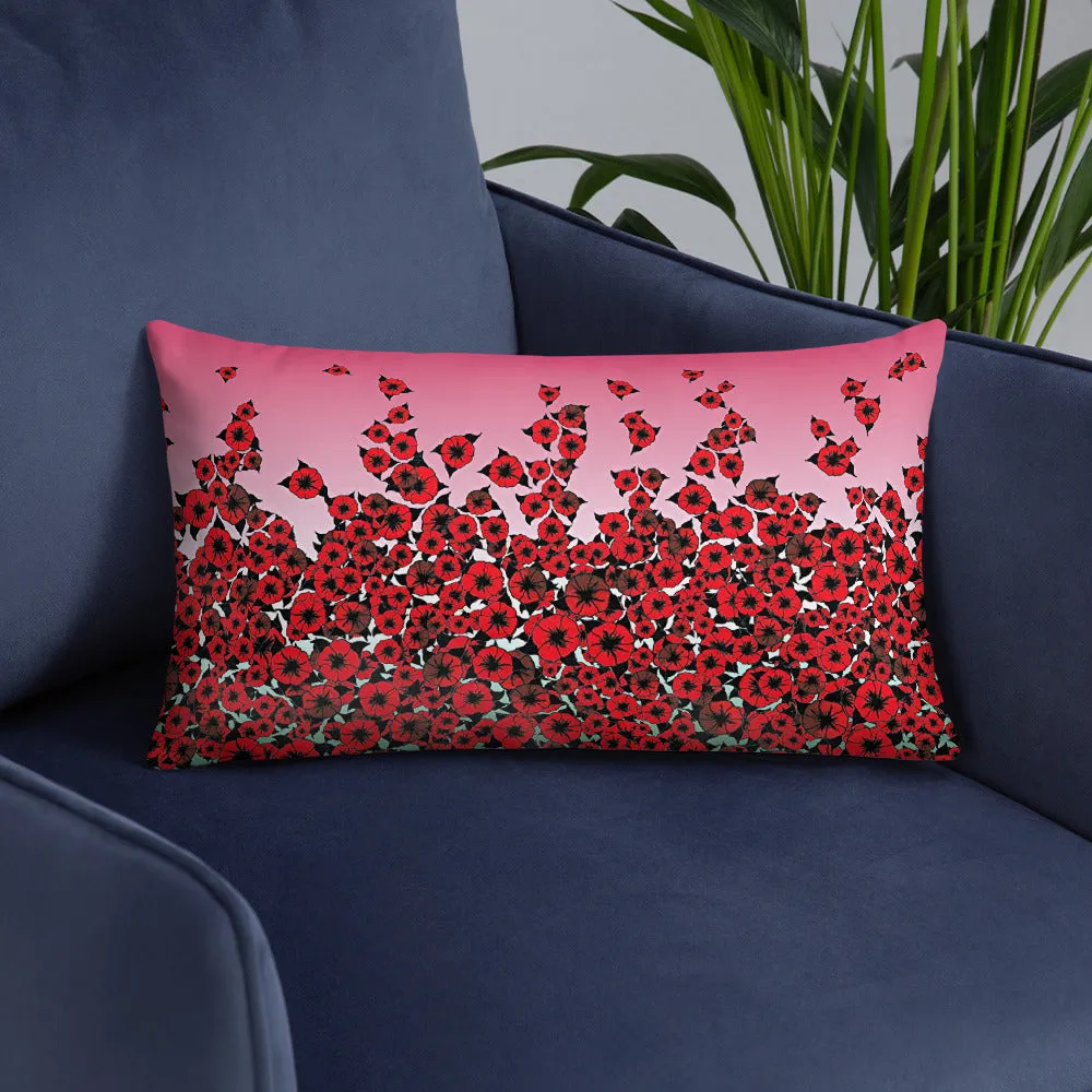 Red Bed of Roses designer Basic Pillow by John A. Conroy