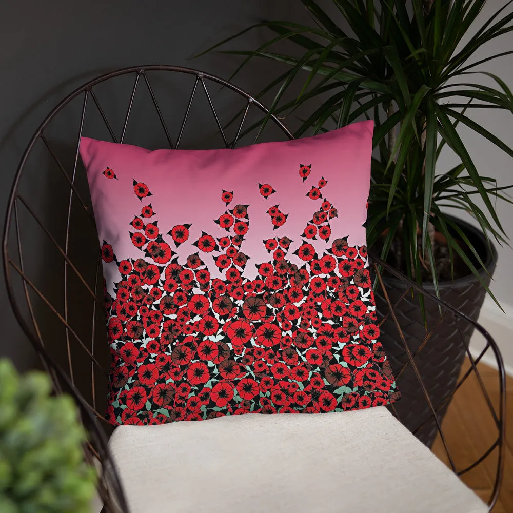 Red Bed of Roses designer Basic Pillow by John A. Conroy