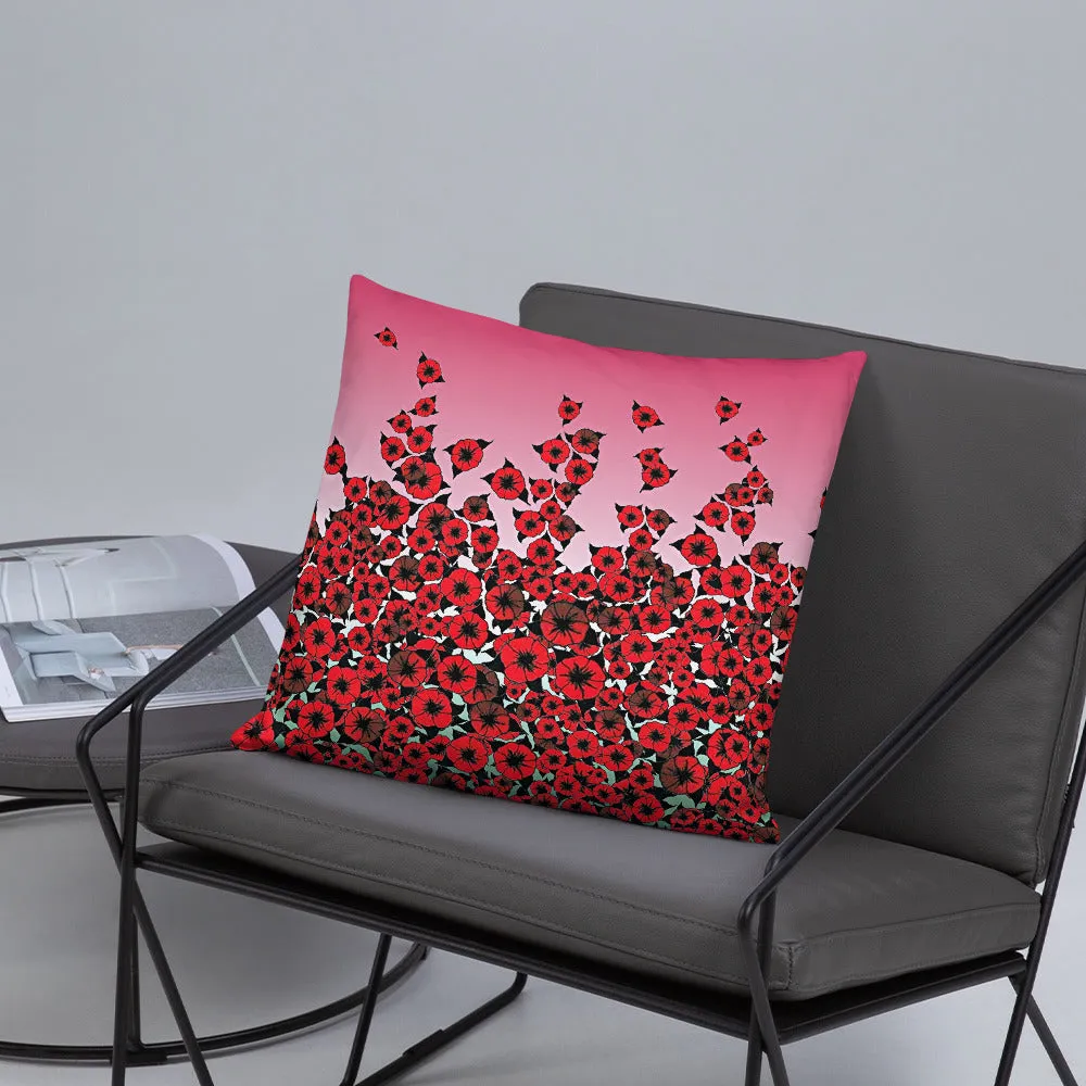 Red Bed of Roses designer Basic Pillow by John A. Conroy