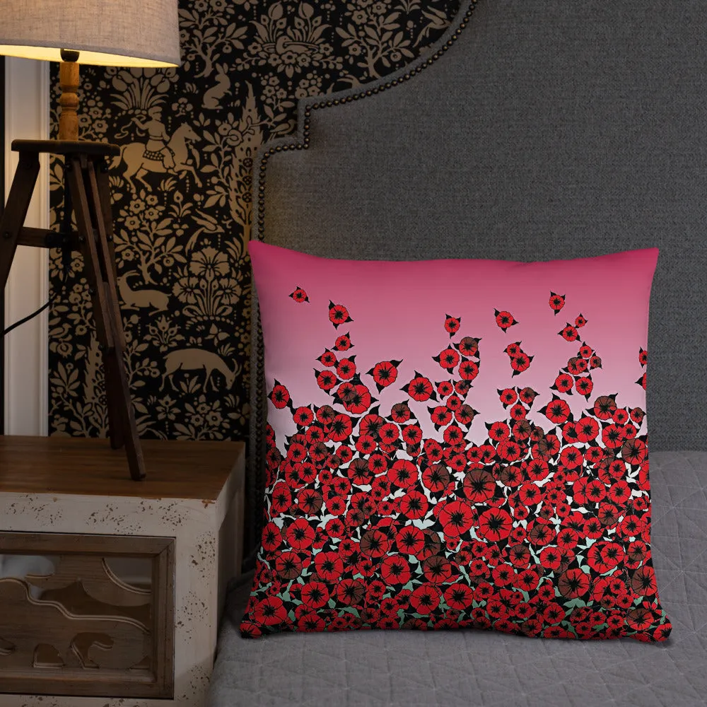 Red Bed of Roses designer Basic Pillow by John A. Conroy