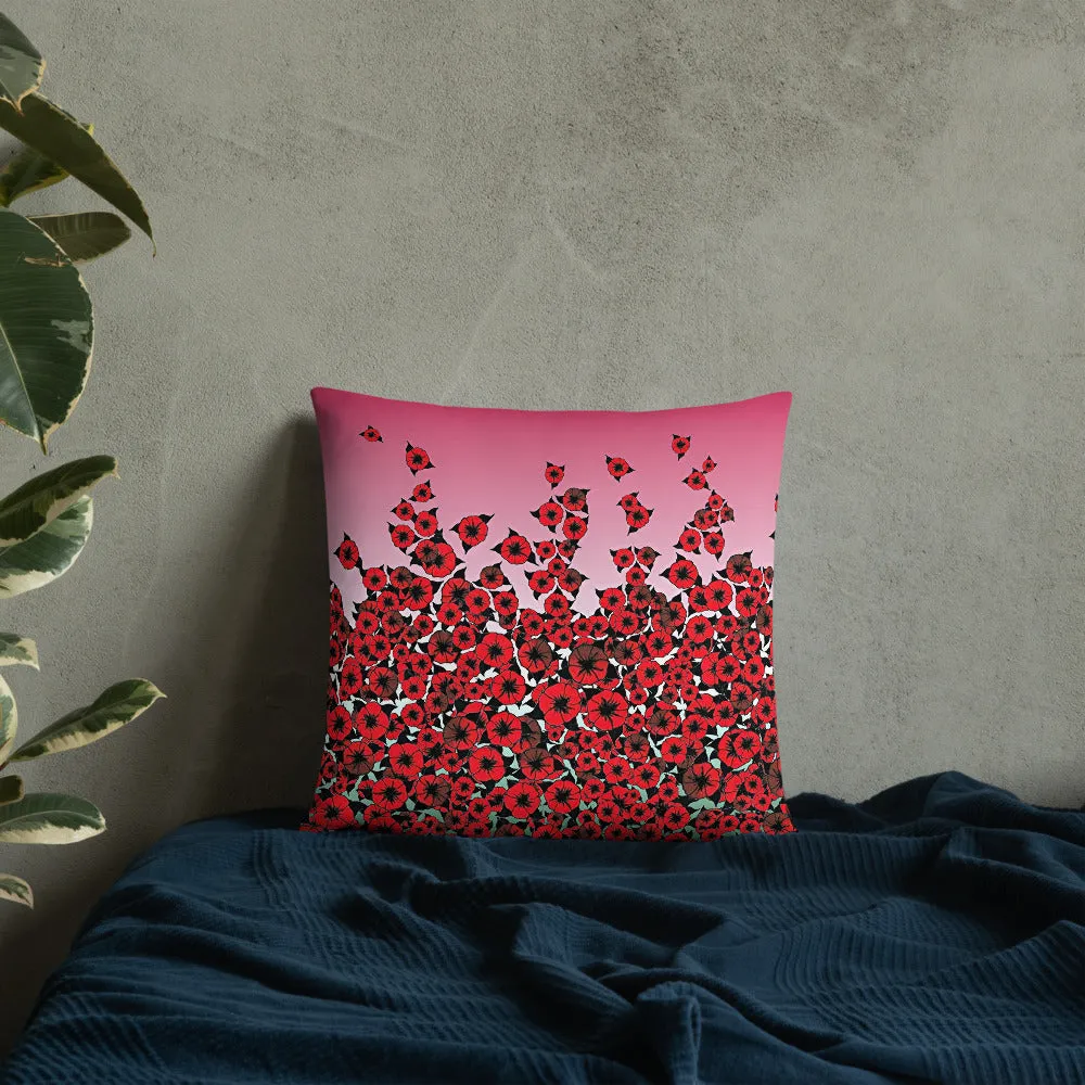 Red Bed of Roses designer Basic Pillow by John A. Conroy