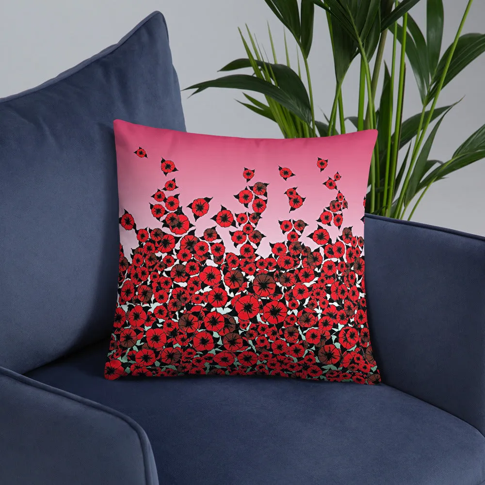 Red Bed of Roses designer Basic Pillow by John A. Conroy