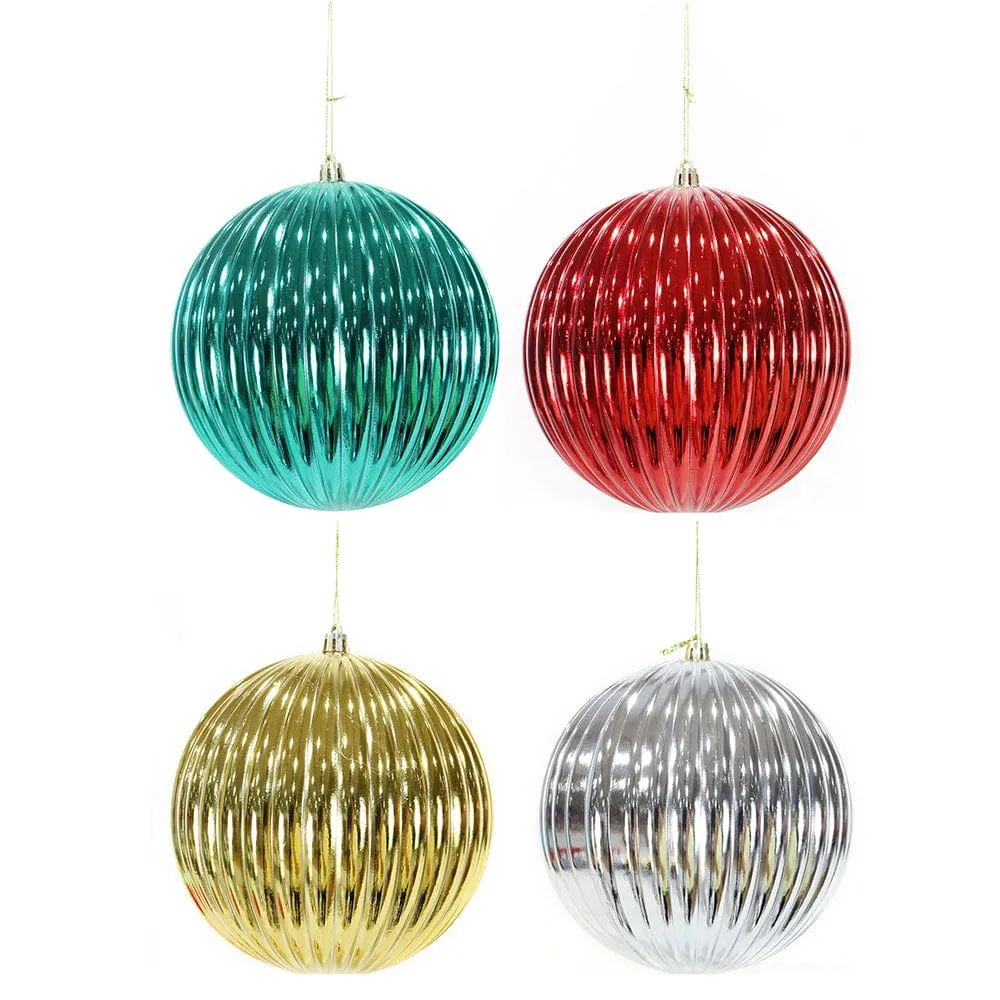 Ribbed Shiny Bauble Asst (15cm)