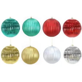 Ribbed Shiny Bauble Asst (15cm)