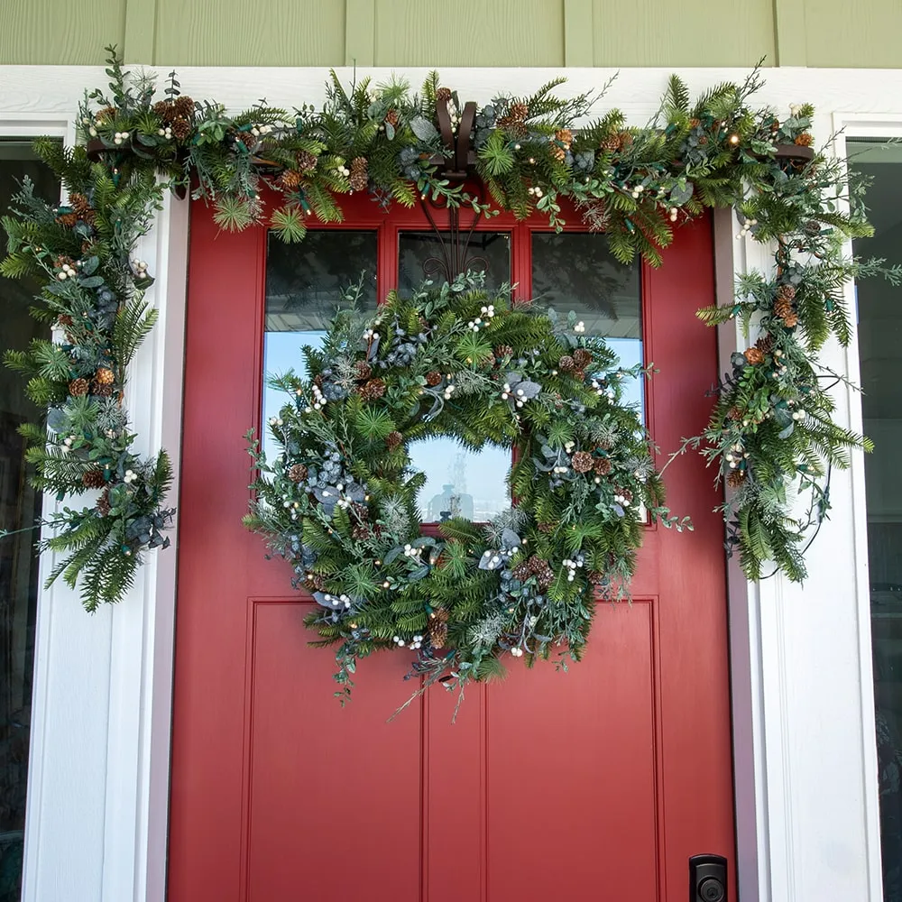 Rustic White Berry LED Wreath