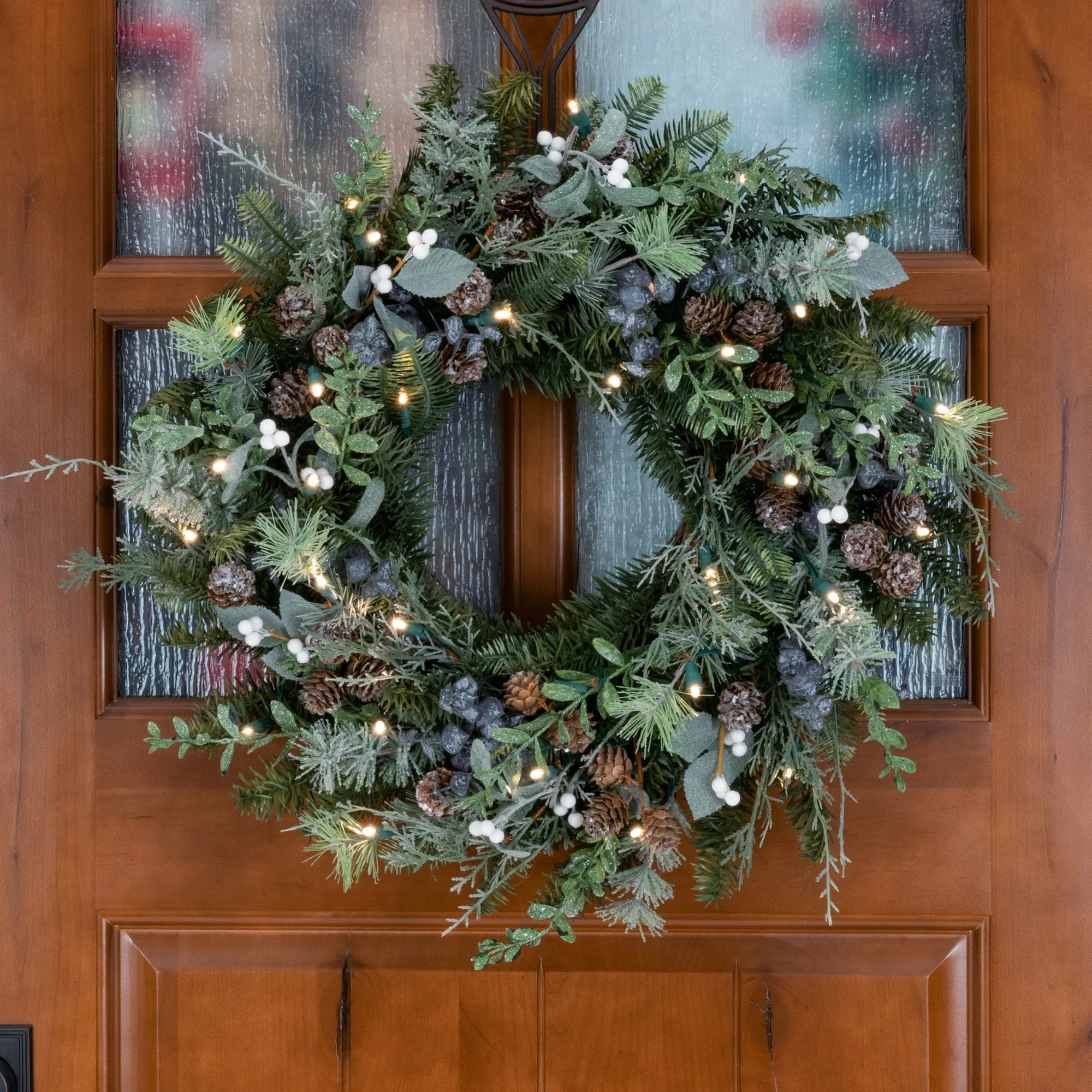 Rustic White Berry LED Wreath