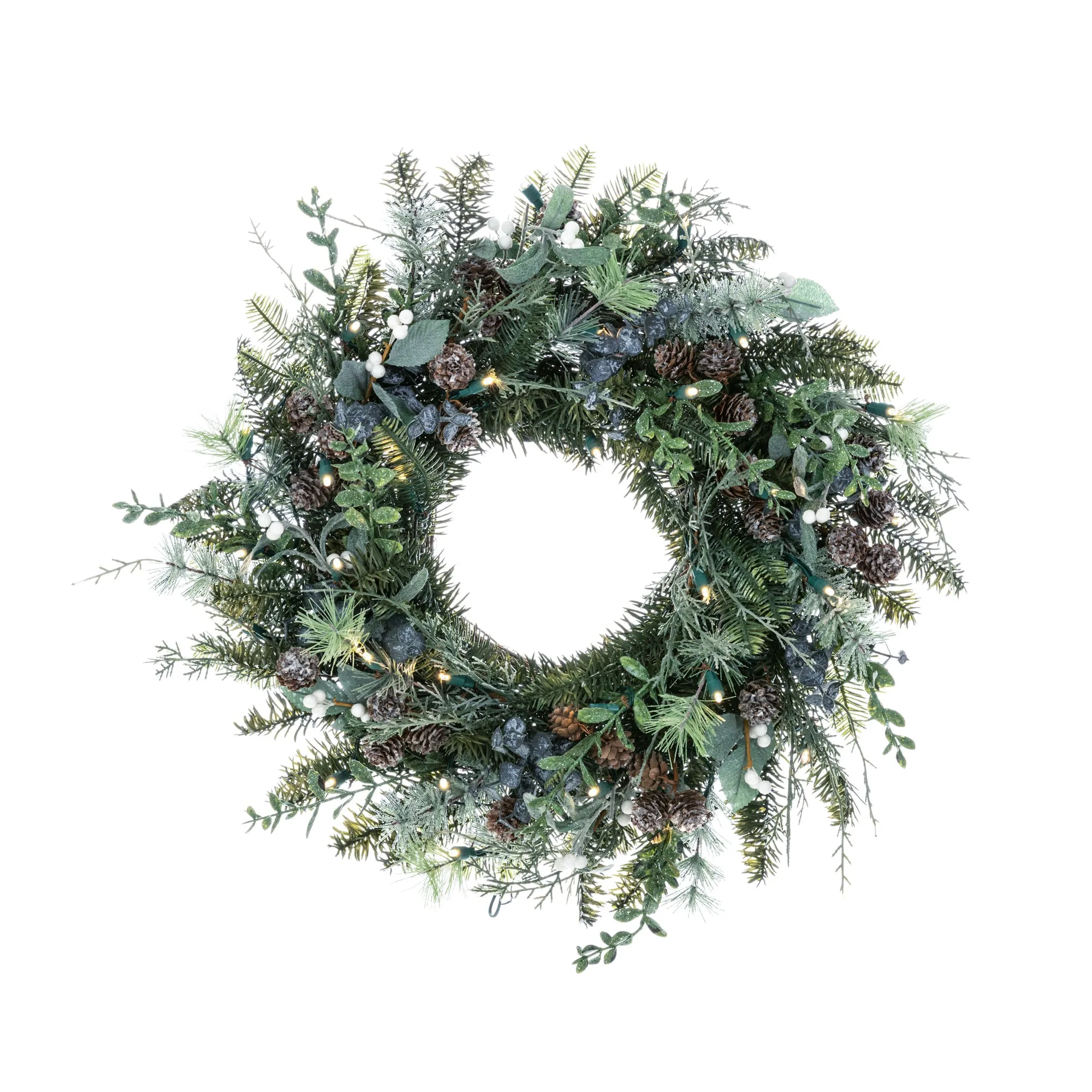 Rustic White Berry LED Wreath