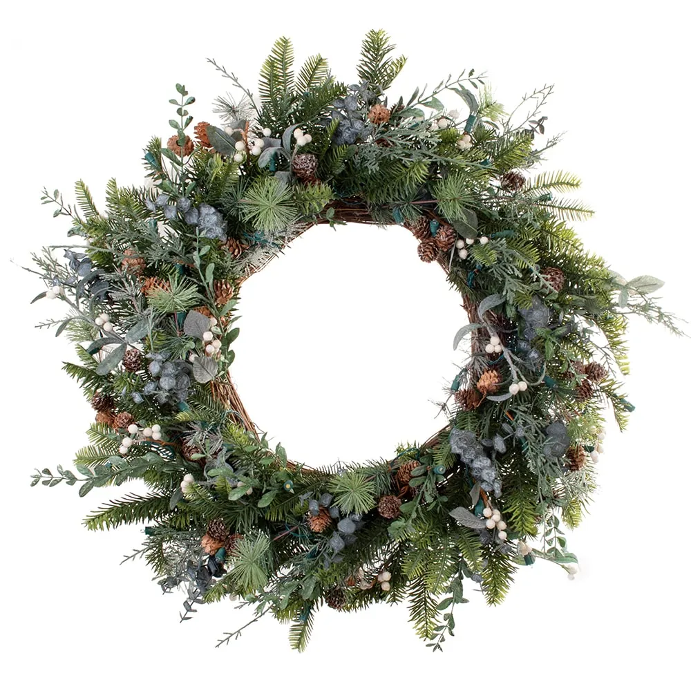 Rustic White Berry LED Wreath