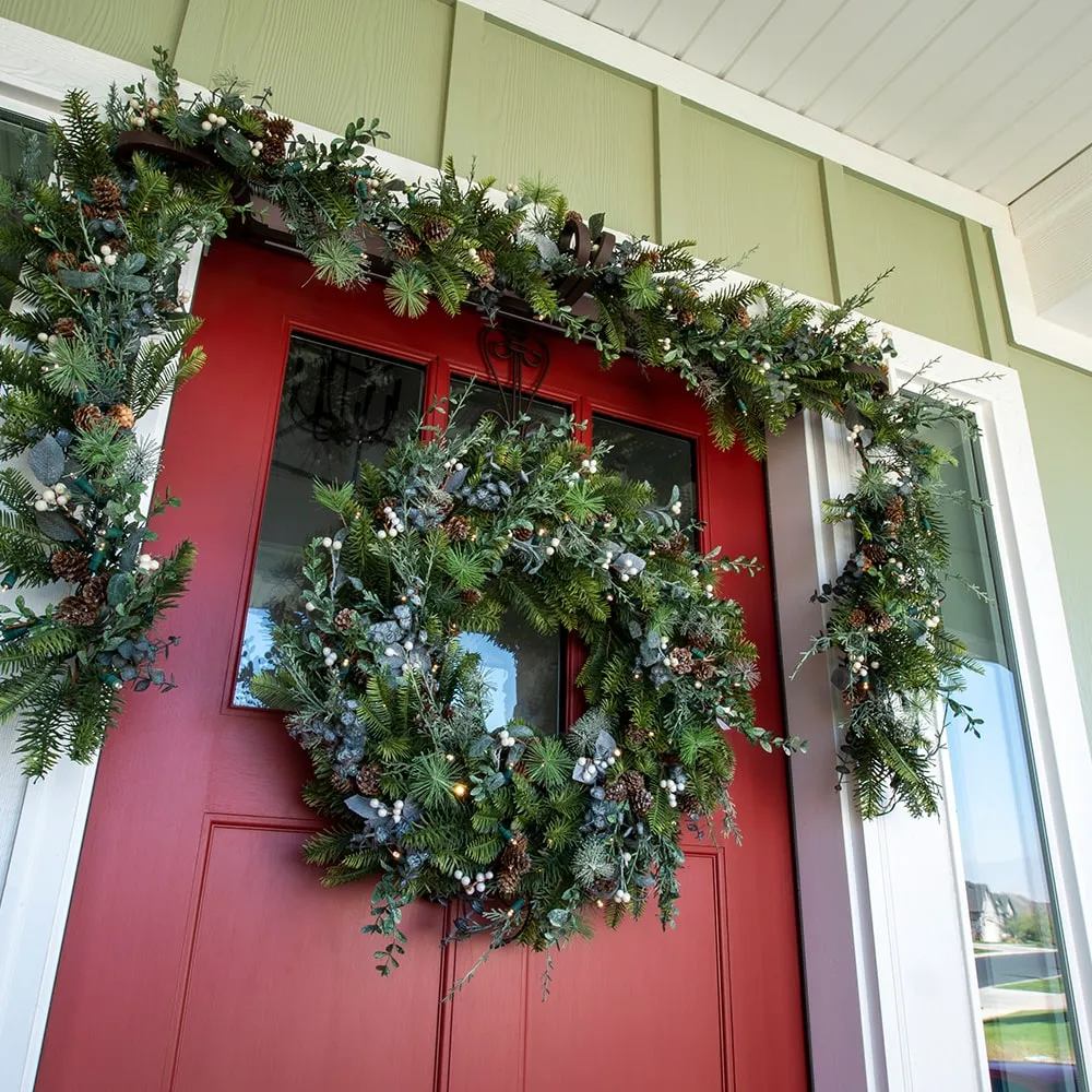 Rustic White Berry LED Wreath