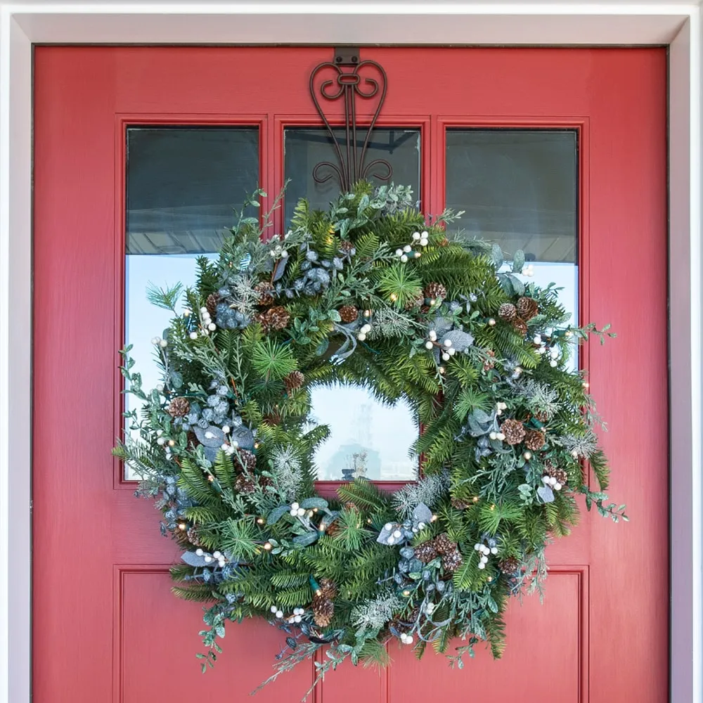 Rustic White Berry LED Wreath