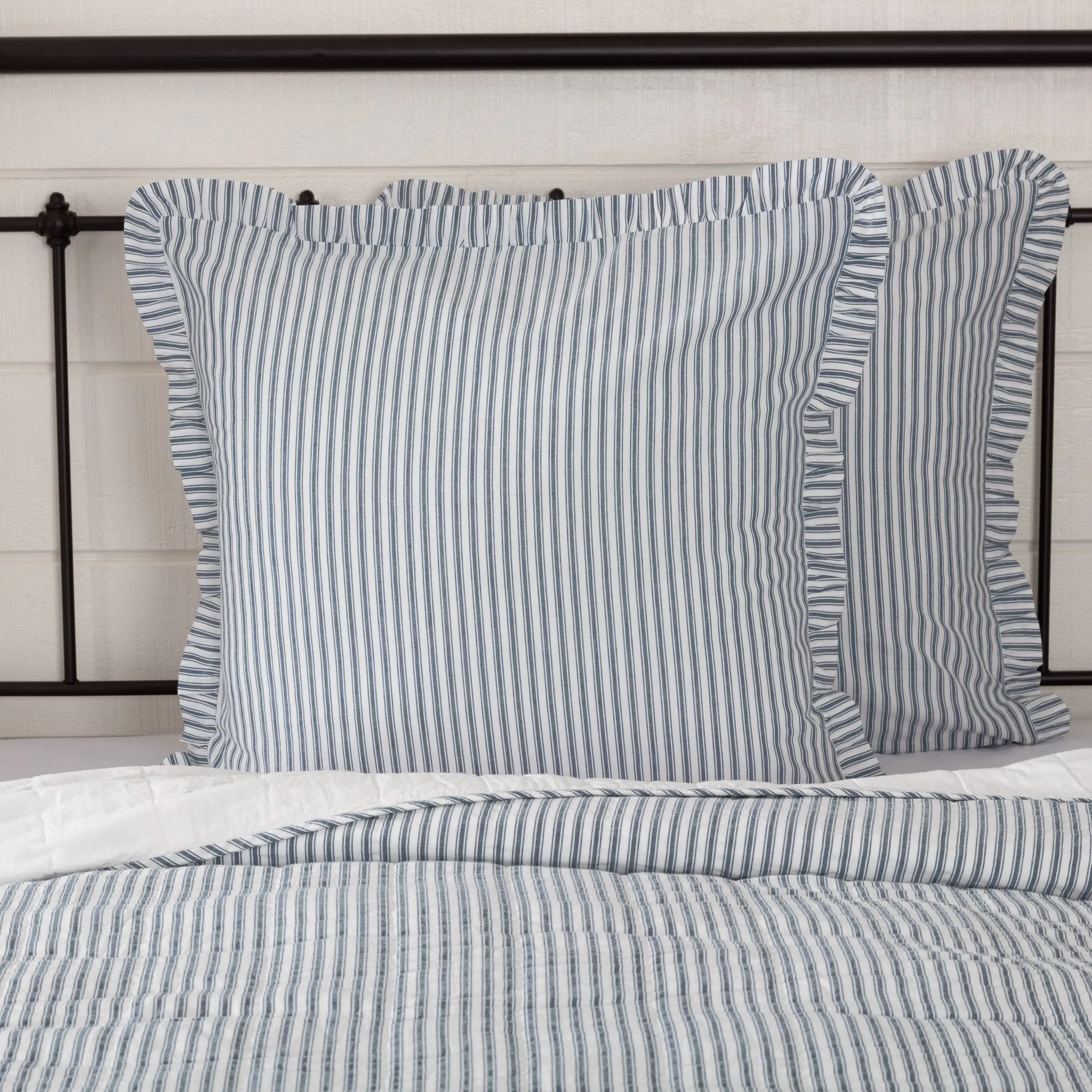 Sawyer Mill Blue Ticking Stripe Fabric Euro Sham 26x26"