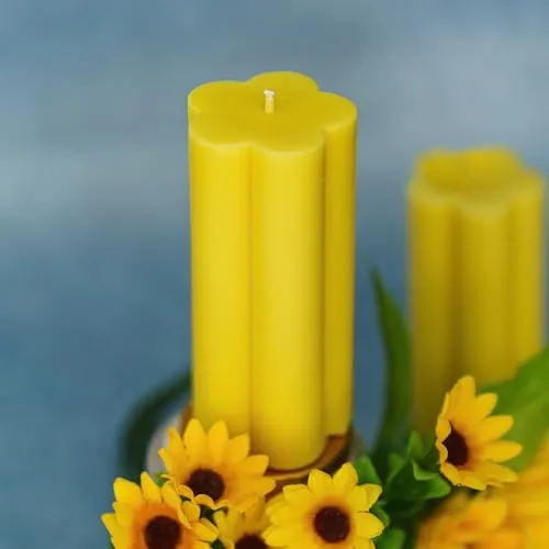 Set of 2 Citrus Lemon Scented Pillar Candles for a Refreshing Aroma | Fragrance Pillar Candles for Home | Scented Candles for Home Decor | Perfect Candles for Home Decoration - Lemon Citrus 250gm