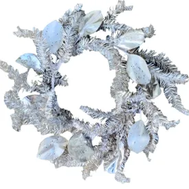 Silver Tinsel with Magnolia Wreath