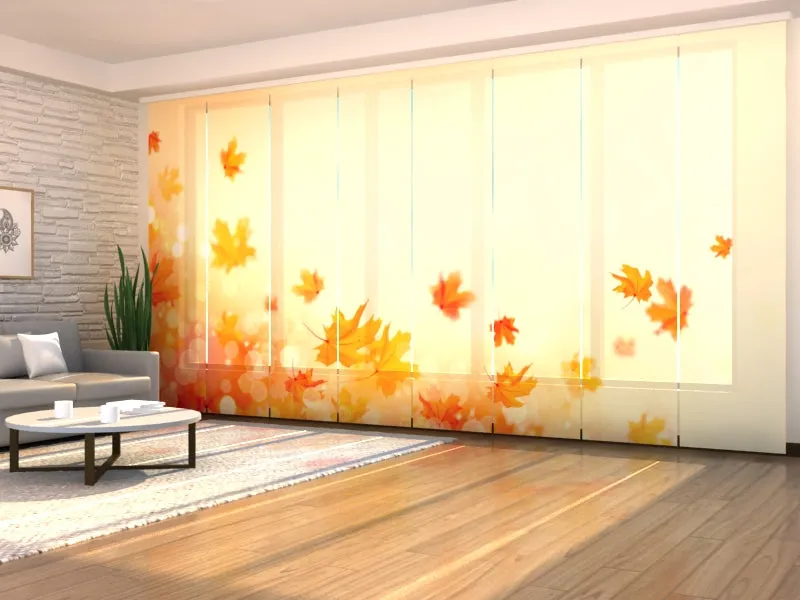 Sliding Panel Curtain Autumn Maple Leaves