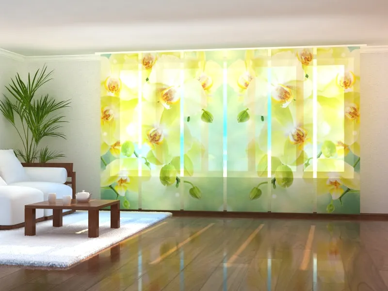 Sliding Panel Curtain Beautiful Lemon Orchids