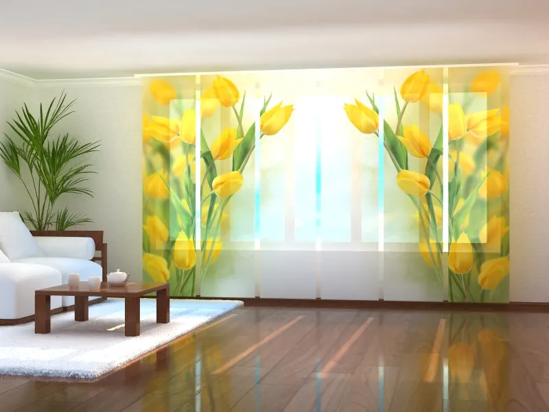 Sliding Panel Curtain Beautiful Yellow Tulips