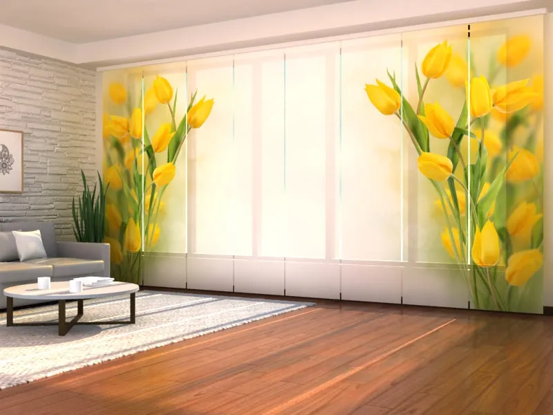 Sliding Panel Curtain Beautiful Yellow Tulips