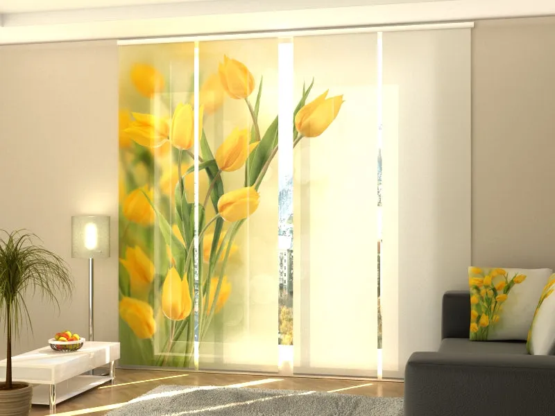 Sliding Panel Curtain Beautiful Yellow Tulips