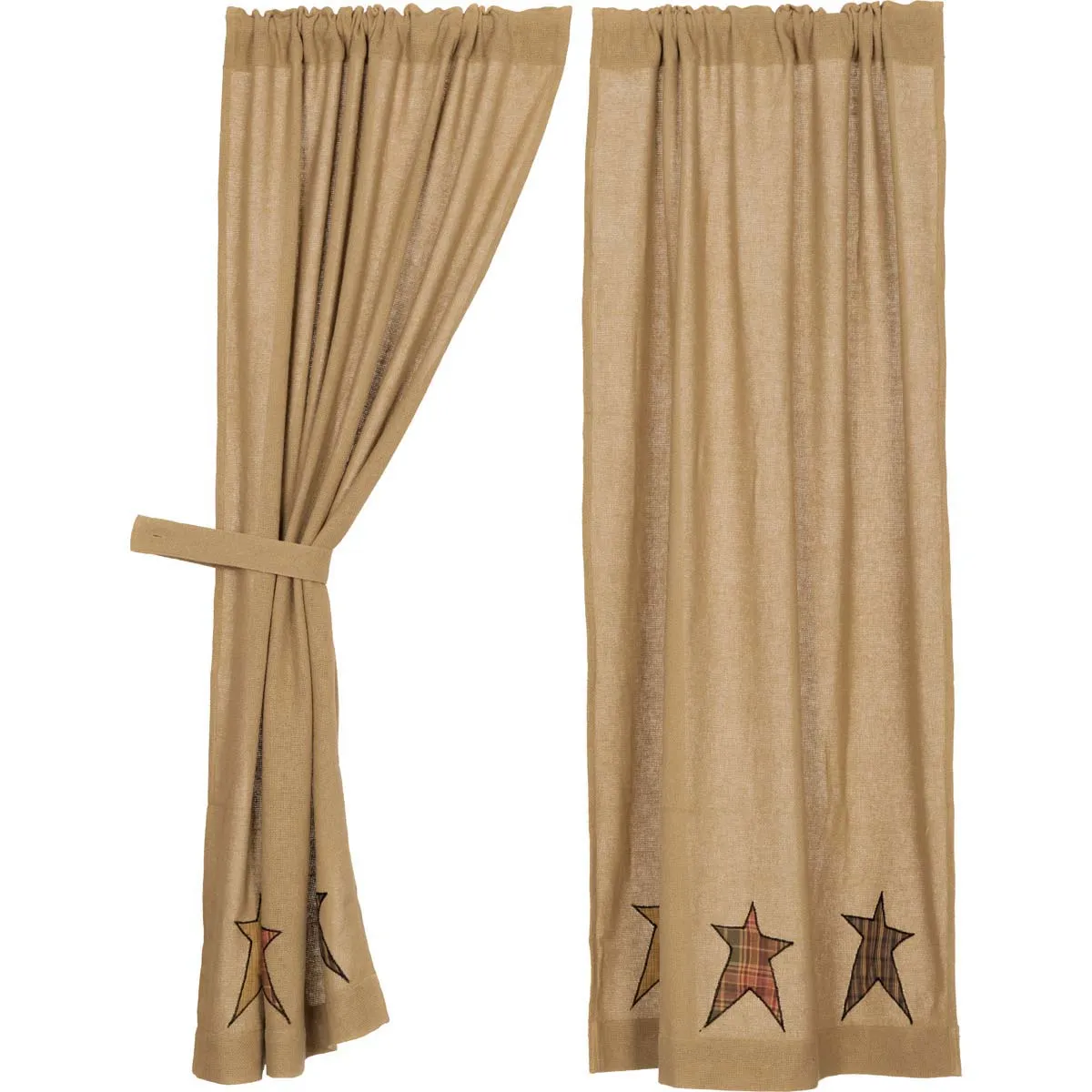 Stratton Burlap Applique Star Panel Set of 2