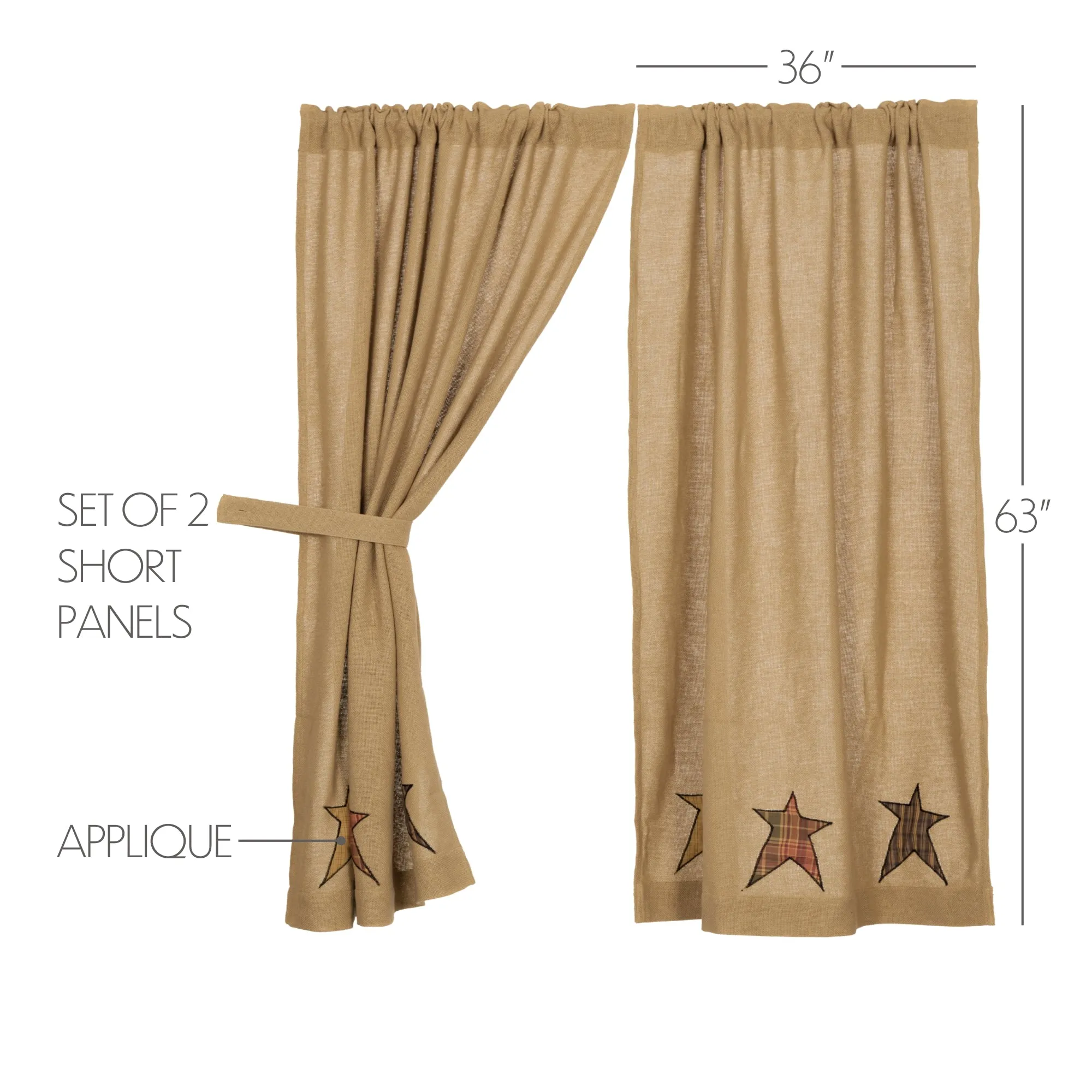 Stratton Burlap Applique Star Panel Set of 2