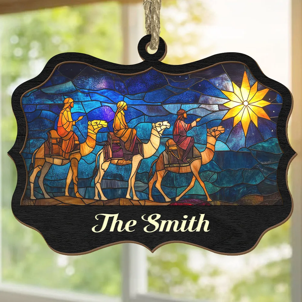 Teesdily | Customized Jesus Nativity 3 Wise Men Christmas Ornament, Holy Night Suncatcher, Jesus Lover Gift, Christmas Ornament