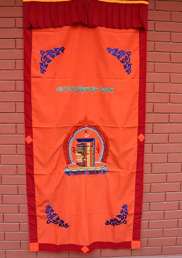 Tibetan Kalchakra Embroidered Cotton Door Curtain Wall Hanging