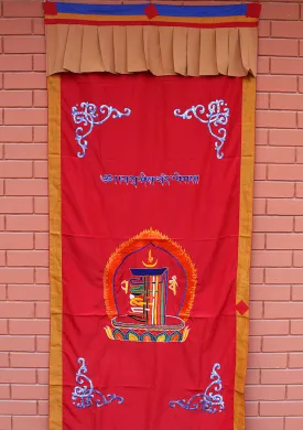 Tibetan Kalchakra Embroidered Cotton Door Curtain Wall Hanging