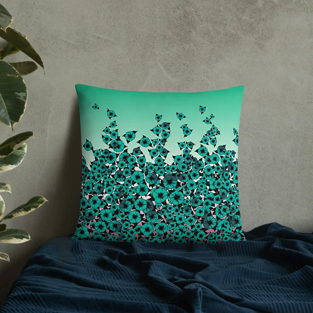 Turquoise Bed of Roses designer Basic Pillow by John A. Conroy