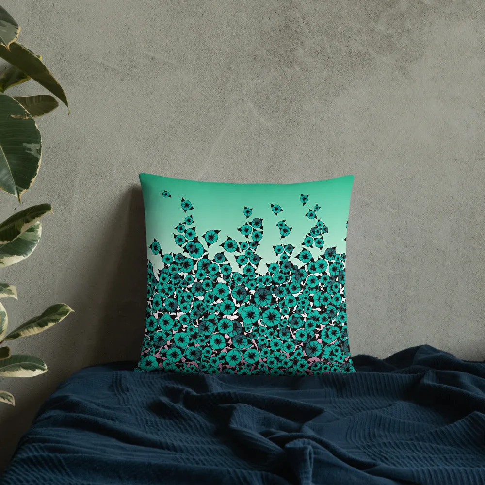 Turquoise Bed of Roses designer Basic Pillow by John A. Conroy