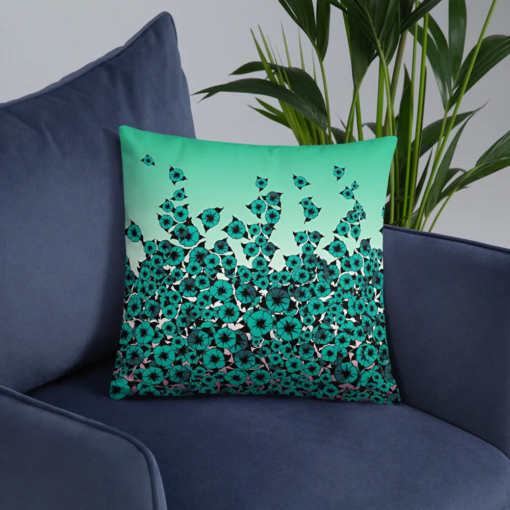 Turquoise Bed of Roses designer Basic Pillow by John A. Conroy