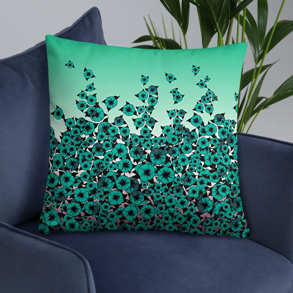 Turquoise Bed of Roses designer Basic Pillow by John A. Conroy