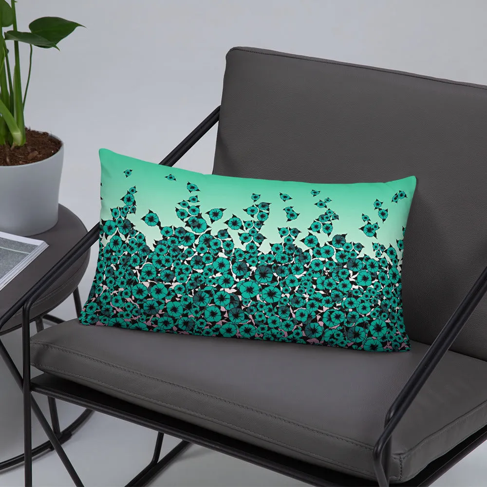 Turquoise Bed of Roses designer Basic Pillow by John A. Conroy