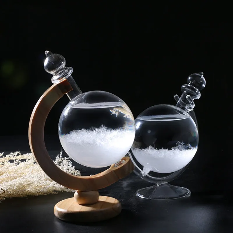 Wooden Weather Forecast Crystal Glass