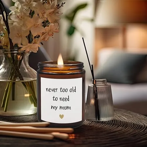 XUISWELL Mom Candle, Mom Candles from Daughter, Mothers Day Candle Gifts for Mom, Mom Mother Gifts from Daughters, Candles for Mom Mothers Day, Never Too Old to Need My Mum