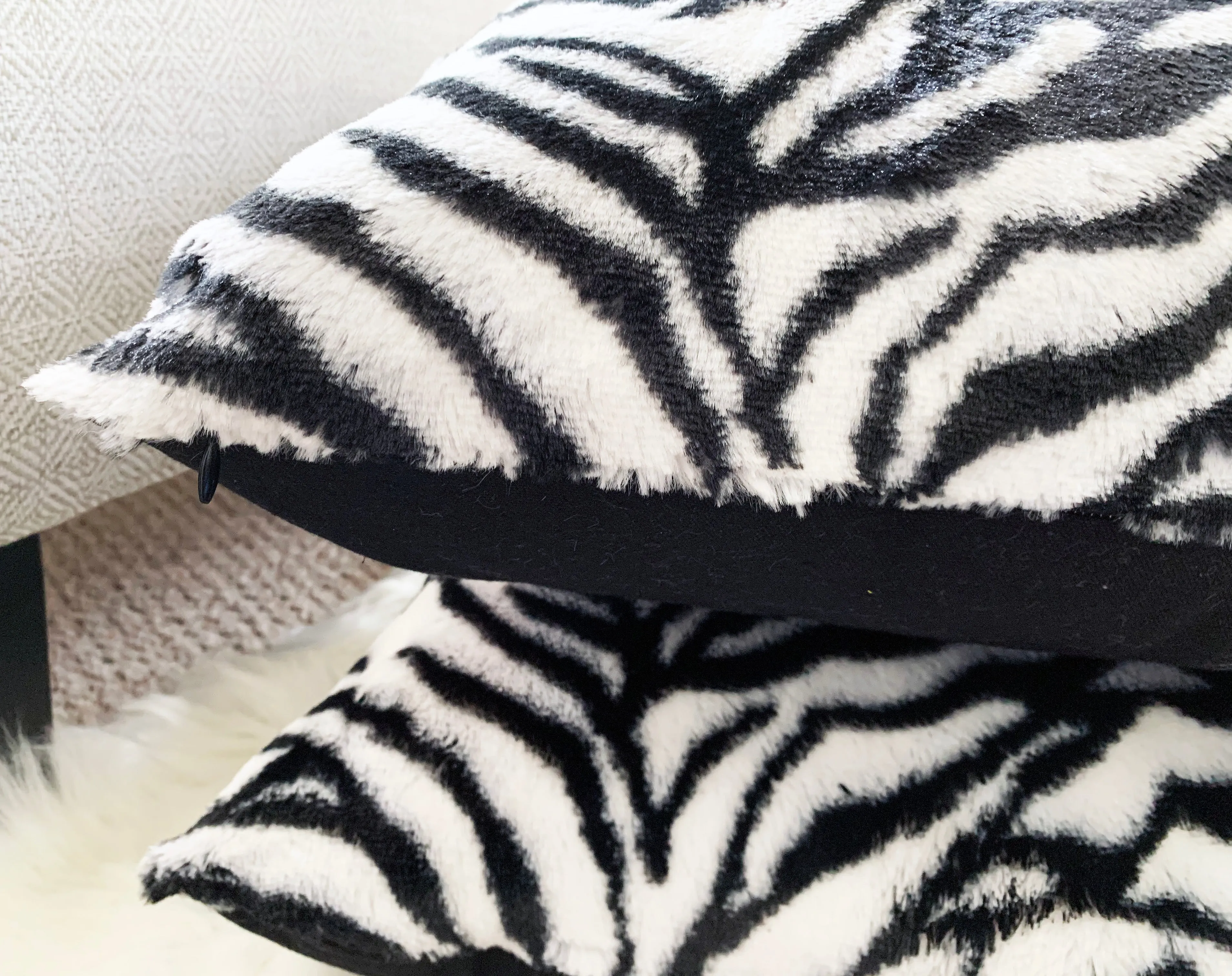 Zebra Faux Fur throw pillow cover (set of 2)