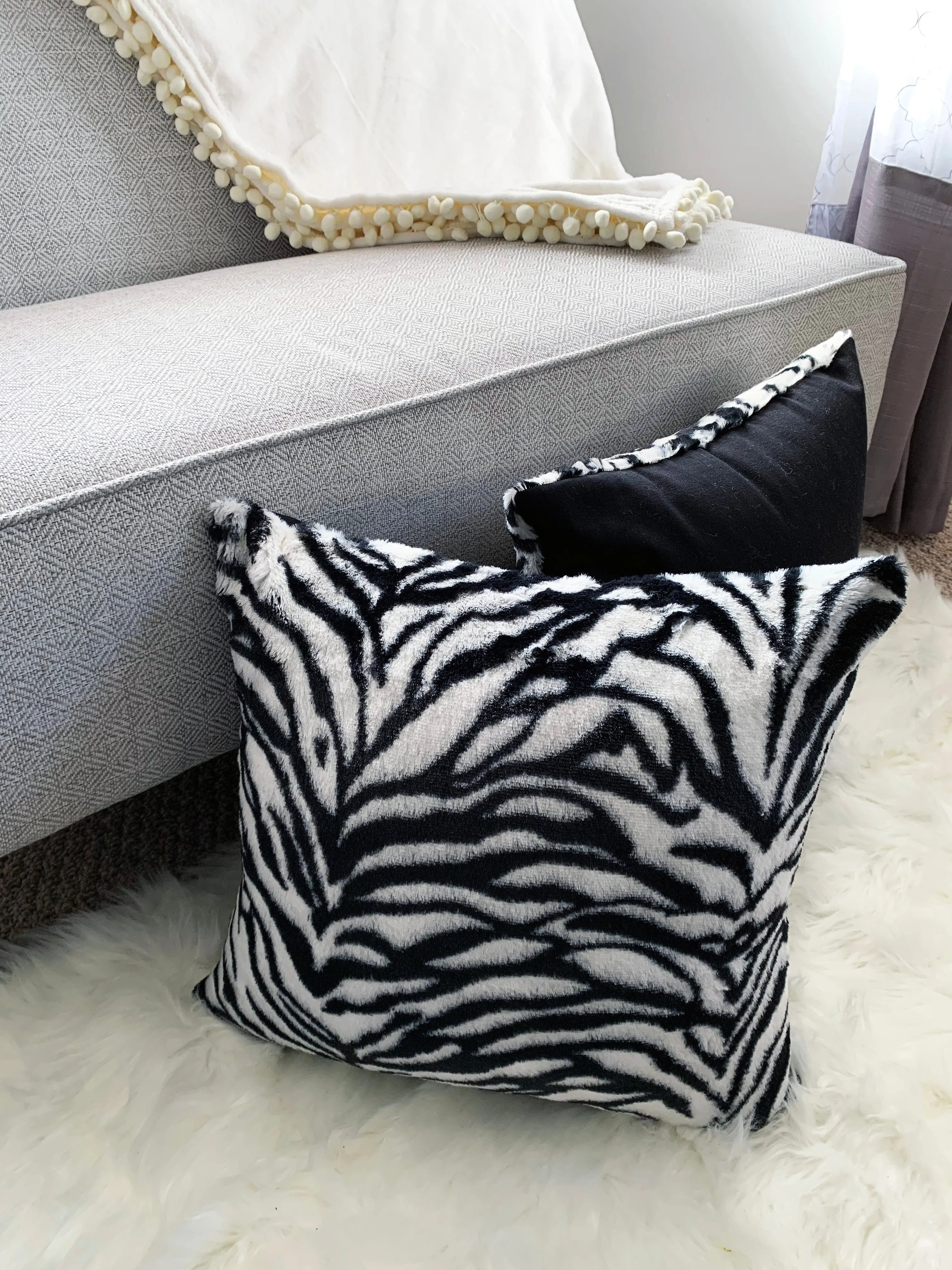 Zebra Faux Fur throw pillow cover (set of 2)